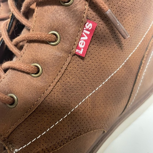 Levi's Dean Waxed Brown Leather High-Top Boots Boys 7 - Picture 5 of 10